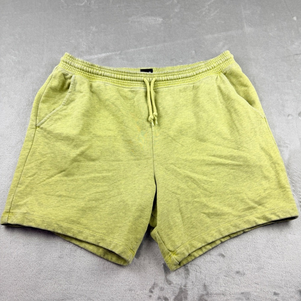 GAP Women's Large Fleece Sweat Shorts Yellow Drawstring Casual Loungewear‎